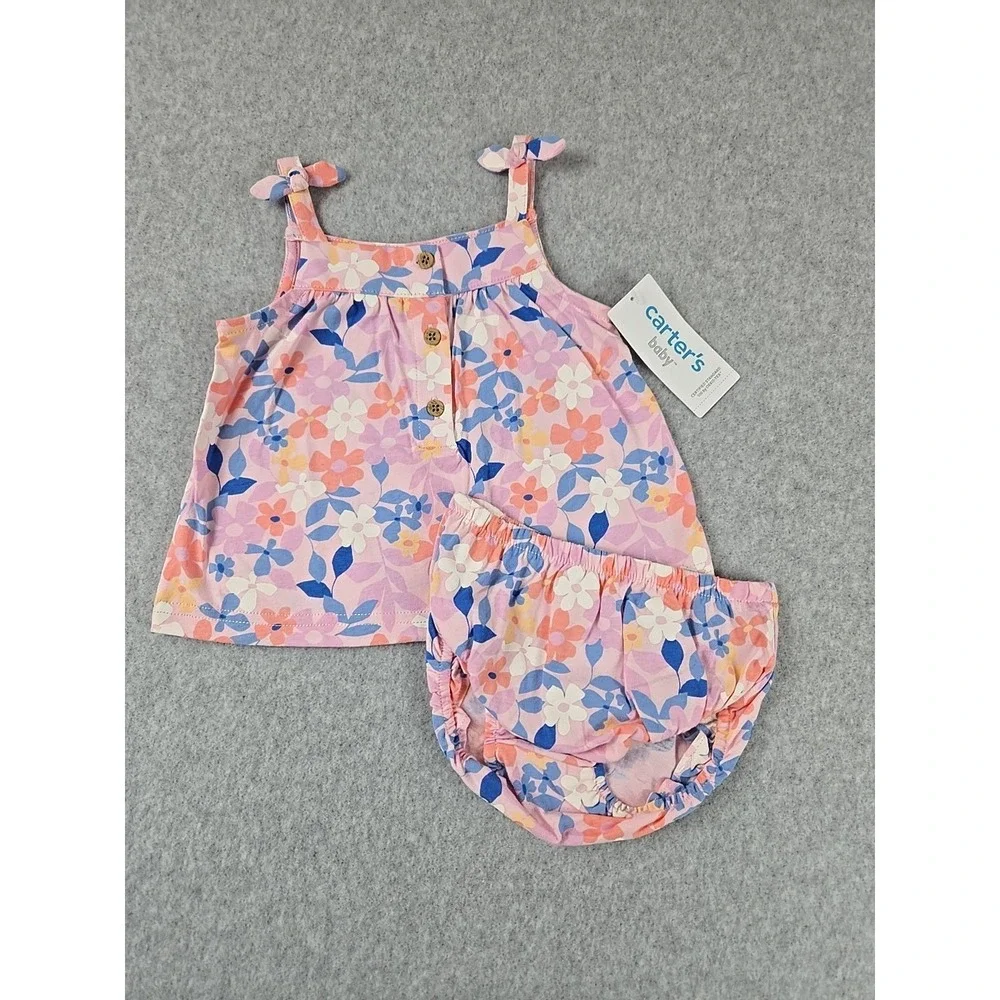 Carter's Baby Girls Size‎ 6 Months 3 pc Top Bodysuit & Shorts Bunny Outfit NEW